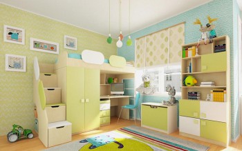 Детская комната Эппл (Зеленый/Белый/корпус Клен) в Берёзовке - beryozovka.mebel54.com | фото