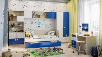Детская комната Скай Люкс (Синий/Белый/корпус Клен) в Берёзовке - beryozovka.mebel54.com | фото