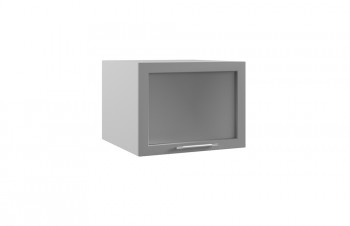 Гарда ГВПГС 600 шкаф верхний горизонтальный глубокий со стеклом высокий (Белый Эмалит/корпус Серый) в Берёзовке - beryozovka.mebel54.com | фото
