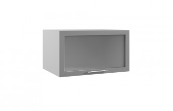 Гарда ГВПГС 800 шкаф верхний горизонтальный глубокий со стеклом высокий (Белый Эмалит/корпус Серый) в Берёзовке - beryozovka.mebel54.com | фото