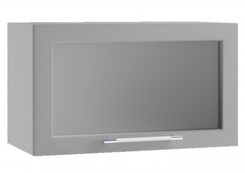 Гарда ПГС 600 шкаф верхний горизонтальный со стеклом (Белый Эмалит/корпус Серый) в Берёзовке - beryozovka.mebel54.com | фото