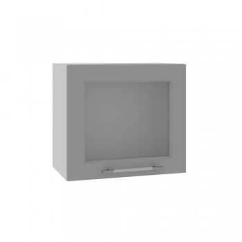 Гарда ВПГС 500 шкаф верхний горизонтальный со стеклом высокий (Белый Эмалит/корпус Серый) в Берёзовке - beryozovka.mebel54.com | фото
