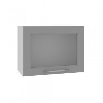 Гарда ВПГС 600 шкаф верхний горизонтальный со стеклом высокий (Белый Эмалит/корпус Серый) в Берёзовке - beryozovka.mebel54.com | фото