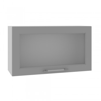 Гарда ВПГС 800 шкаф верхний горизонтальный со стеклом высокий (Белый Эмалит/корпус Серый) в Берёзовке - beryozovka.mebel54.com | фото