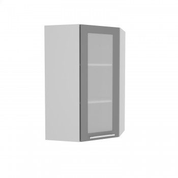 Гарда ВПУС 550 шкаф верхний угловой со стеклом высокий (Белый Эмалит/корпус Серый) в Берёзовке - beryozovka.mebel54.com | фото