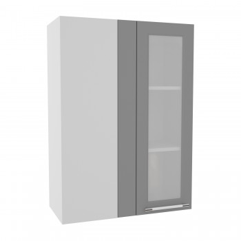 Гарда ВПУС 650 шкаф верхний угловой со стеклом высокий (Белый Эмалит/корпус Серый) в Берёзовке - beryozovka.mebel54.com | фото