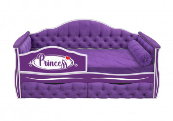 Кровать 160 серии Иллюзия 2 ящика 32 Фиолетовый (мягкие боковые накладки/подушка валик) в Берёзовке - beryozovka.mebel54.com | фото