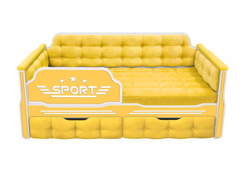 Кровать 160 серии Спорт 2 ящика 74 Жёлтый (мягкие боковые накладки) в Берёзовке - beryozovka.mebel54.com | фото