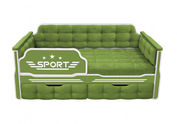 Кровать 160 серии Спорт 2 ящика 76 Зелёный (мягкие боковые накладки) в Берёзовке - beryozovka.mebel54.com | фото