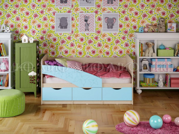 Кровать Бабочки 1,6м (Голубой матовый) в Берёзовке - beryozovka.mebel54.com | фото