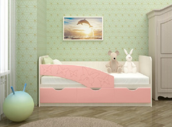 Кровать Бабочки 1,6м (Розовый металлик) в Берёзовке - beryozovka.mebel54.com | фото