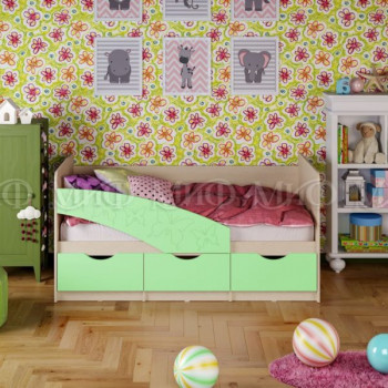 Кровать Бабочки 1,6м (Салат матовый) в Берёзовке - beryozovka.mebel54.com | фото