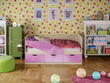 Кровать Бабочки 1,6м (Сиреневый металлик) в Берёзовке - beryozovka.mebel54.com | фото