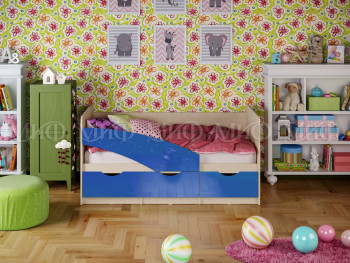 Кровать Бабочки 1,8м (Синий металлик) в Берёзовке - beryozovka.mebel54.com | фото