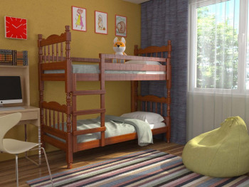 Кровать двухъярусная Соня из массива сосны 800*1890 Орех в Берёзовке - beryozovka.mebel54.com | фото