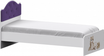 Кровать Каспер с мягкой спинкой и фотопечатью (800х2000)Белый/Фиолетовый в Берёзовке - beryozovka.mebel54.com | фото