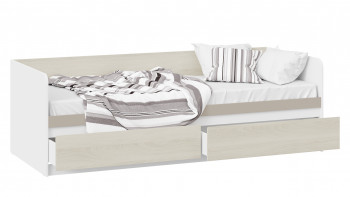 Кровать «Сканди» с 2 ящиками Дуб Гарден/Белый/Глиняный серый в Берёзовке - beryozovka.mebel54.com | фото