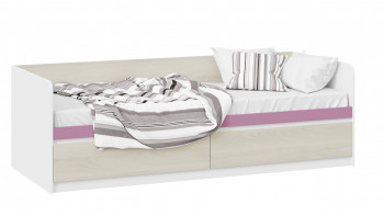 Кровать «Сканди» с 2 ящиками Дуб Гарден/Белый/Лиловый в Берёзовке - beryozovka.mebel54.com | фото