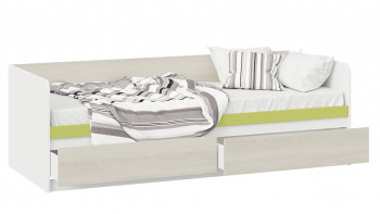 Кровать «Сканди» с 2 ящиками Дуб Гарден/Белый/Зеленый в Берёзовке - beryozovka.mebel54.com | фото