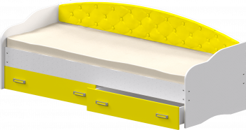 Кровать Софа-7 с мягкой спинкой (800х1900) Белый/Желтый в Берёзовке - beryozovka.mebel54.com | фото