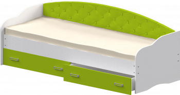 Кровать Софа-7 с мягкой спинкой (800х2000) Белый/Лайм в Берёзовке - beryozovka.mebel54.com | фото