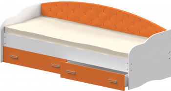 Кровать Софа-8 с мягкой спинкой (900х1900) Белый/Оранжевый в Берёзовке - beryozovka.mebel54.com | фото