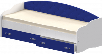 Кровать Софа-8 с мягкой спинкой (900х2000) Белый/Синий в Берёзовке - beryozovka.mebel54.com | фото