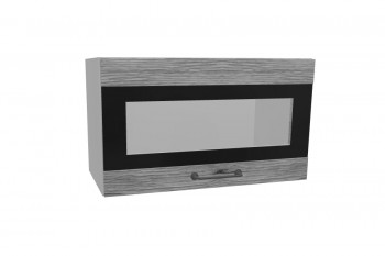 Лофт ПГСФ 600 шкаф верхний горизонтальный со стеклом и фотопечатью (Дуб майский/корпус Серый) в Берёзовке - beryozovka.mebel54.com | фото