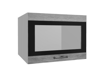 Лофт ВПГСФ 600 шкаф верхний горизонтальный со стеклом высокий с фотопечатью (Дуб майский/корпус Серый) в Берёзовке - beryozovka.mebel54.com | фото