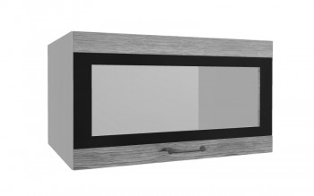 Лофт ВПГСФ 800 шкаф верхний горизонтальный со стеклом высокий с фотопечатью (Дуб майский/корпус Серый) в Берёзовке - beryozovka.mebel54.com | фото