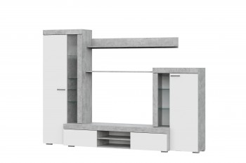 Мебель для гостиной МГС 5 Цемент светлый / Белый в Берёзовке - beryozovka.mebel54.com | фото