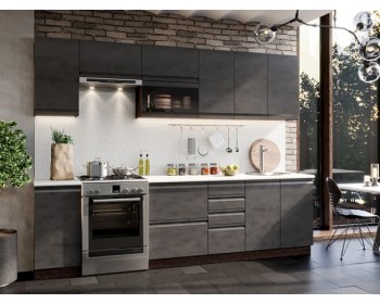 Модульная кухня Бруклин 2,8 м (Бетон черный/Венге) в Берёзовке - beryozovka.mebel54.com | фото