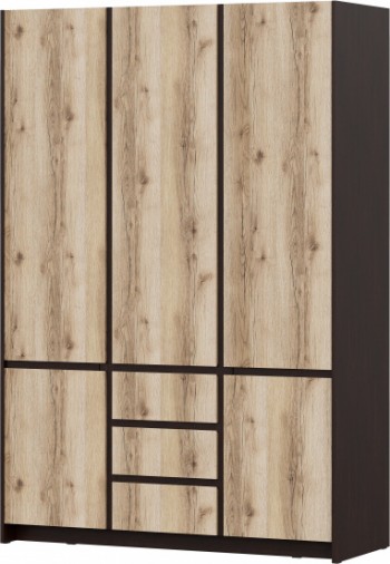 Модульная система "Прага" Шкаф для одежды трехстворчатый Дуб Венге/Дуб Делано в Берёзовке - beryozovka.mebel54.com | фото