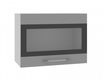 Норд ШВГС 600 Шкаф верхний горизонтальный со стеклом (Софт черный/корпус Белый) в Берёзовке - beryozovka.mebel54.com | фото