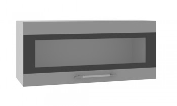 Норд ШВГС 800 Шкаф верхний горизонтальный со стеклом (Софт черный/корпус Белый) в Берёзовке - beryozovka.mebel54.com | фото