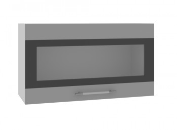 Олива ВПГСФ 800 Шкаф верхний горизонтальный со стеклом с фотопечатью высокий (Ваниль глянец/корпус Серый) в Берёзовке - beryozovka.mebel54.com | фото
