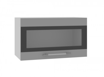 Ройс ПГСФ 600 Шкаф верхний горизонтальный со стеклом с фотопечатью (Графит софт/корпус Серый) в Берёзовке - beryozovka.mebel54.com | фото