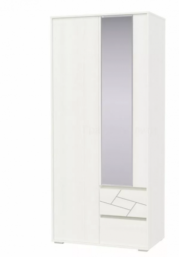 Шкаф 2-х дверный с ящиками Аделина 1000 Рамух белый в Берёзовке - beryozovka.mebel54.com | фото