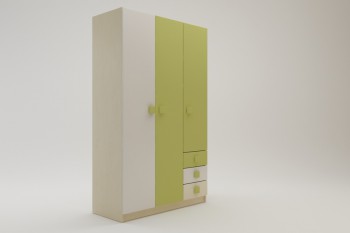 Шкаф 3-х створчатый с ящиками Эппл (Зеленый/Белый/корпус Клен) в Берёзовке - beryozovka.mebel54.com | фото