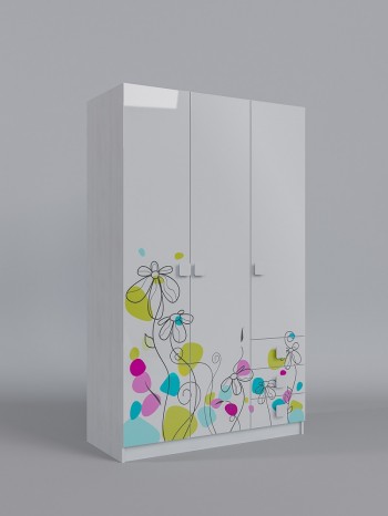 Шкаф 3-х створчатый с ящиками Флёр (Белый/корпус Выбеленное дерево) в Берёзовке - beryozovka.mebel54.com | фото