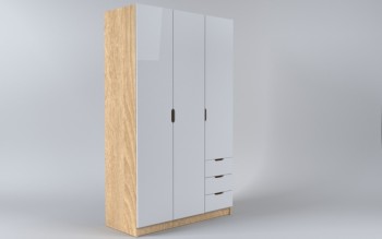 Шкаф 3-х створчатый с ящиками Лофт (Белый/корпус Дуб Сонома) в Берёзовке - beryozovka.mebel54.com | фото