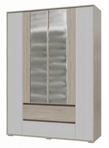 Шкаф 4-х дверный с ящиками Мальта 1600 Дуб сонома/Рамух белый в Берёзовке - beryozovka.mebel54.com | фото