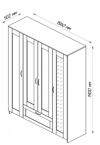 Шкаф четырехдверный Сириус с 1 зеркалом и 1 ящиком белый в Берёзовке - beryozovka.mebel54.com | фото