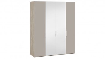 Шкаф комбинированный с 2 глухими и 2 зеркальными дверями «Эмбер» Баттл Рок/Серый глянец в Берёзовке - beryozovka.mebel54.com | фото