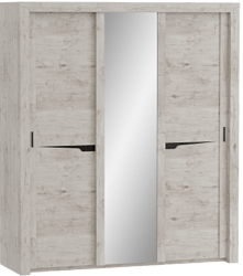 Шкаф трехдверный Соренто с раздвижными дверями Дуб бонифаций/Кофе структурный матовый в Берёзовке - beryozovka.mebel54.com | фото