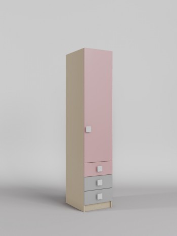 Шкаф угловой (секция с ящиками) Грэйси (Розовый/Серый/корпус Клен) в Берёзовке - beryozovka.mebel54.com | фото
